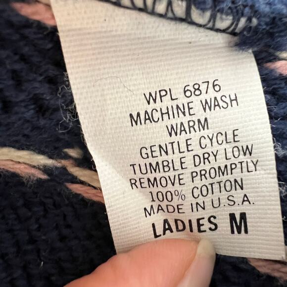 VINTAGE Kreeger & Sons Blue Crew Dot Long Sleeve Cotton Pullover Sweater M VTG - Picture 6 of 7